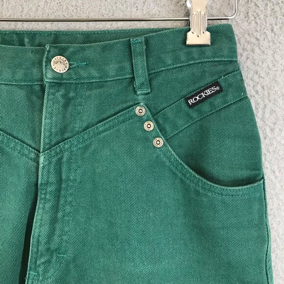 Vintage Rocky Mountain Womens Jeans Mom Green Denim Western Cowgirl Size 30/11 - Picture 2 of 8